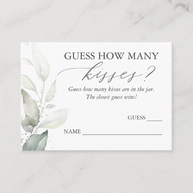 Guess How Many Kisses Greenery Game Cards (Front)