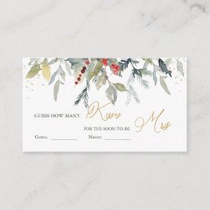 Guess How Many Kisses in Jar Greenery Red Berry  Enclosure Card