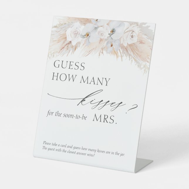 Guess How Many Kisses Pampas Grass Game Pedestal Sign (Front)