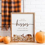 Guess How Many Kisses Poster<br><div class="desc">Guess How Many Kisses Poster. This elegant 'guess how many kisses' bridal shower poster features a beautiful frame of hand-painted boho watercolor burnt orange and terracotta leaves,  cream and beige dahlias,  and lovely rust-coloured roses on a white background. Find matching items in the Autumn Romance Bridal Shower Collection.</div>