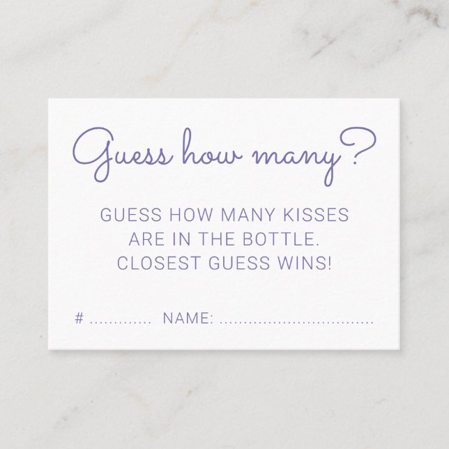 Guess How Many Kisses Rainbow Baby Shower Game Business Card (Front)