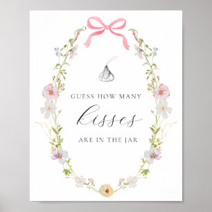 Guess How Many Kisses Shower Game Wildflower Bow  Poster