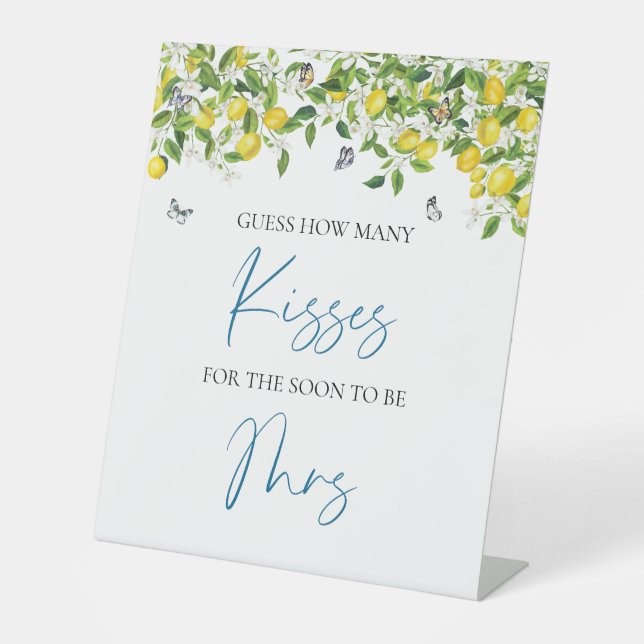 Guess How Many Kisses Sign | Lemon Bridal Shower  (Front)