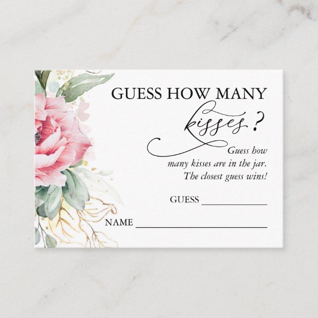 Guess How Many Kisses Succulents Game Cards (Front)