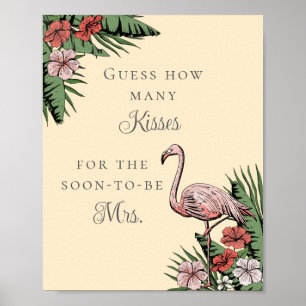 Guess How Many Kisses Tropical Bridal Shower Poster