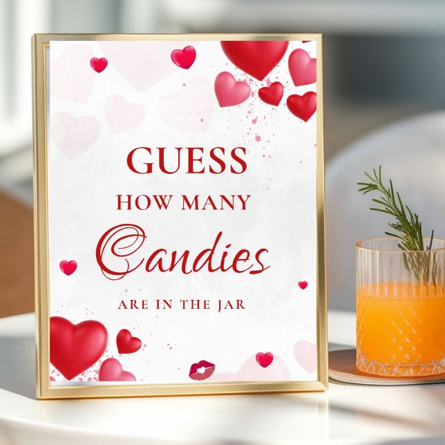 Guess how many Kisses valentine Bridal Shower Sign (Creator Uploaded)