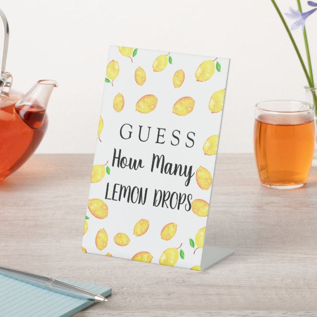 Guess How Many Lemon Drops Bridal Shower  Pedestal Sign (In SItu)
