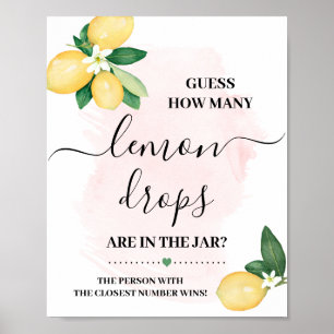 Guess How Many Lemon Drops Pink Shower Game Sign