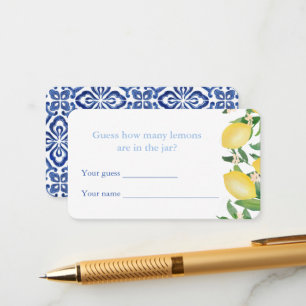 Guess How Many Lemons Wedding Shower Game Card