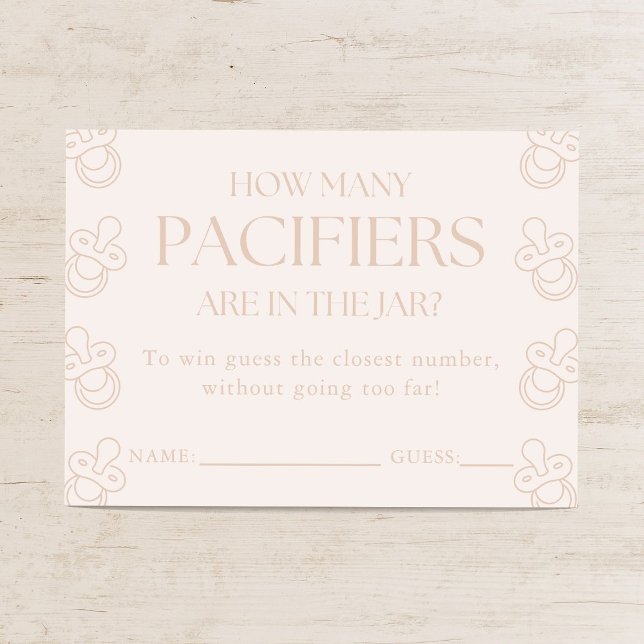 Guess How Many Pacifiers Girl Baby Shower Game Enclosure Card (Creator Uploaded)
