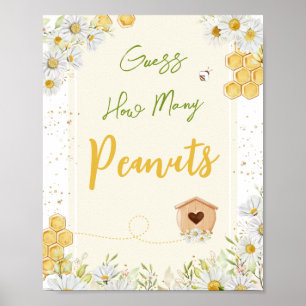 Guess How Many Peanuts Bee Honeycomb Party Game Poster