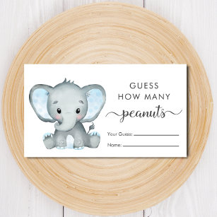 Guess How Many Peanuts Elephant Baby Boy Shower Enclosure Card
