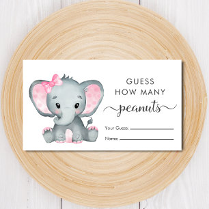 Guess How Many Peanuts Elephant Baby Girl Shower Enclosure Card