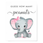 Guess How Many Peanuts Elephant Baby Girl Shower