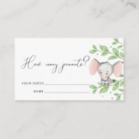 Guess How Many Peanuts Elephant Baby Shower Game E