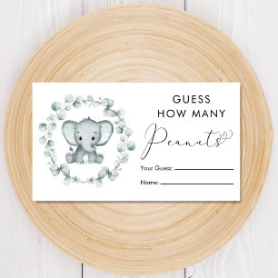 Guess How Many Peanuts Elephant Baby Shower Game Enclosure Card