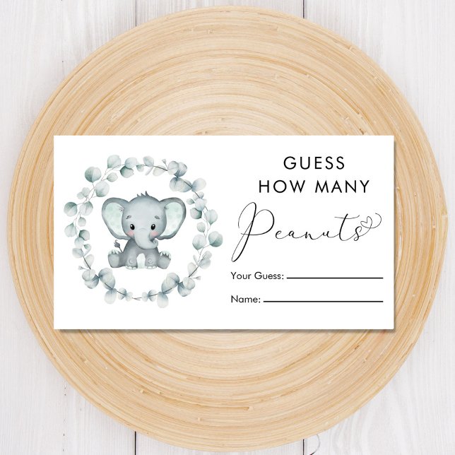 Guess How Many Peanuts Elephant Baby Shower Game Enclosure Card (Creator Uploaded)