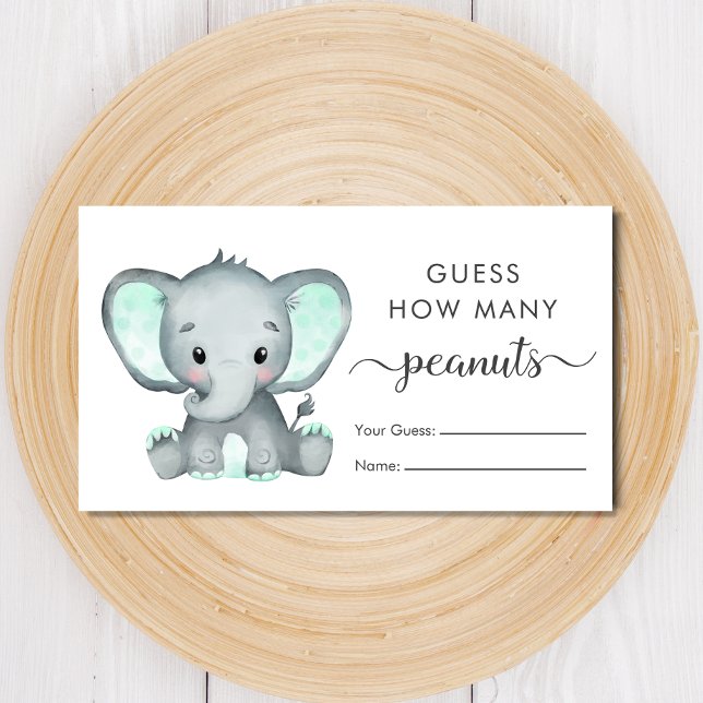 Guess How Many Peanuts Elephant Baby Shower Game Enclosure Card (Creator Uploaded)