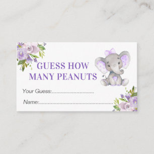 Guess How Many Peanuts Elephant Baby Shower Game Enclosure Card