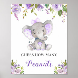 Guess How Many Peanuts Elephant Baby Shower Game Poster