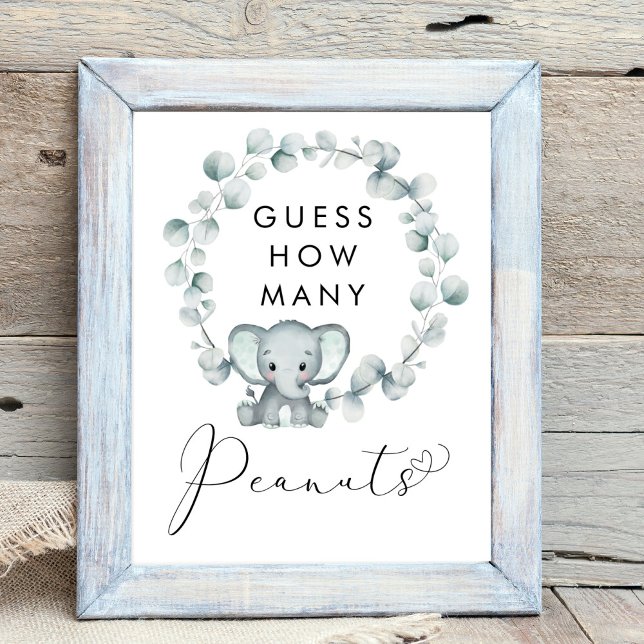 Guess How Many Peanuts Elephant Baby Shower Game Poster (Creator Uploaded)