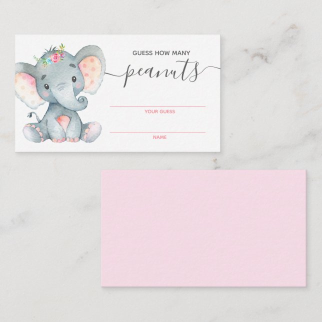 Guess How Many Peanuts Elephant Enclosure Cards (Front/Back)