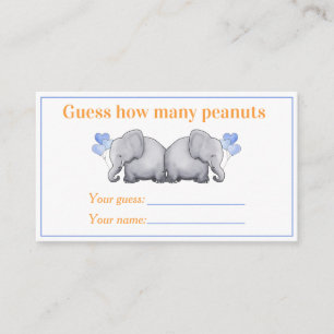 Guess How Many Peanuts Elephant Twins Baby Shower Enclosure Card