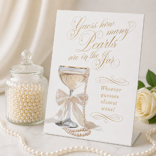 Guess How Many Pearls are in the Jar Pedestal Sign