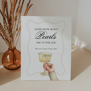 Guess How Many Pearls Game Pearls and Prosecco Pedestal Sign