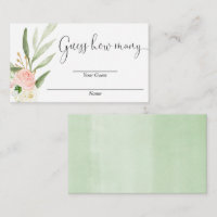 Guess how many pink floral gold baby shower cards