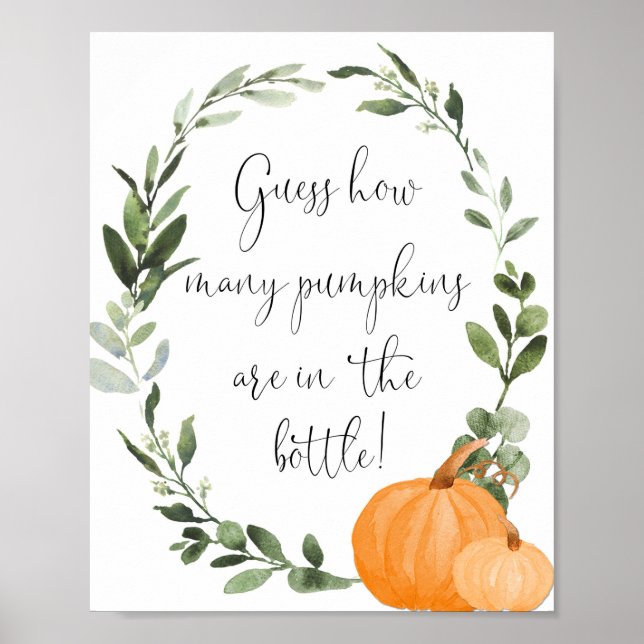 Guess how many pumpkins are in the bottle sign (Front)