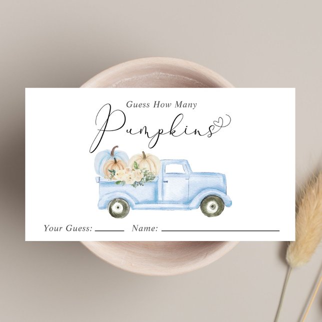 Guess How Many Pumpkins Baby Boy Shower Game Enclosure Card (Creator Uploaded)