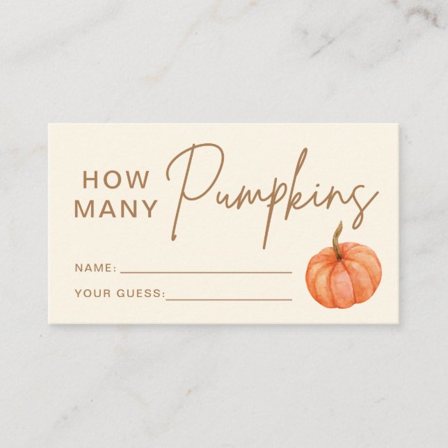 Guess How Many Pumpkins Baby Shower Game  Enclosure Card (Front)