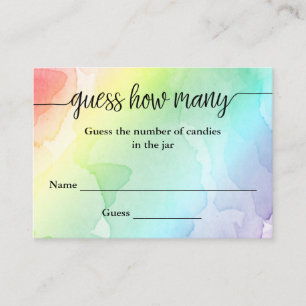 Guess How Many Rainbow Watercolor Game Card
