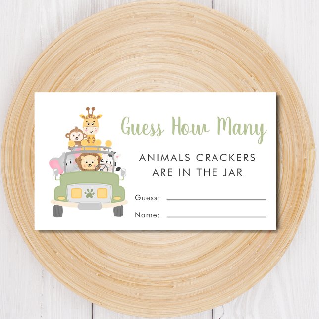 Guess How Many Safari Baby Shower Game Enclosure Card (Creator Uploaded)