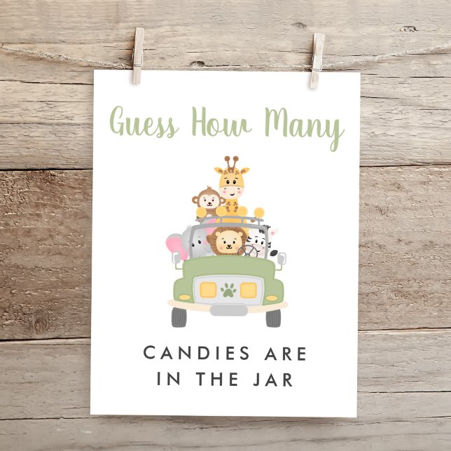 Guess How Many Safari Baby Shower Game Sign (Creator Uploaded)