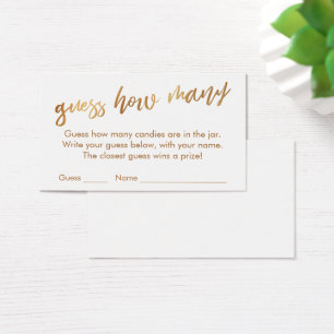 Guess How Many Simple Gold & White Game Card