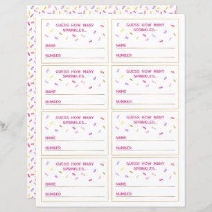 Guess How Many Sprinkles Birthday Game Cards
