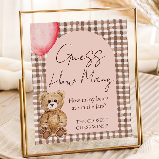 Guess How Many Teddy Bear Baby Shower Game Table  Poster (Creator Uploaded)