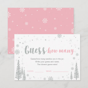 Guess How Many   Winter Pink Baby Shower Game Invitation
