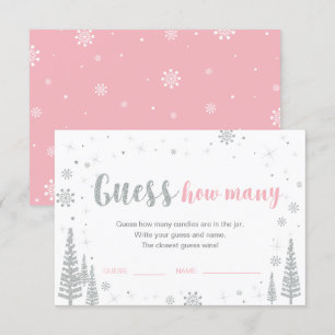 Guess How Many Winter Pink Baby Shower Game Invitation