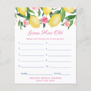 Guess How Old Baby Photos Bridal Shower Game Card