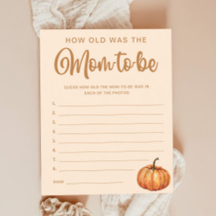 Guess How was Old the Mum Pumpkin Baby Shower Game