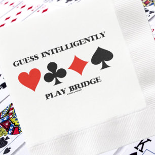 Guess Intelligently Play Bridge Four Card Suits Napkin