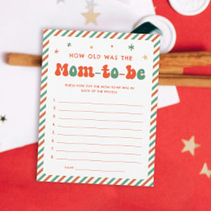 Guess Mum Age Christmas Baby Shower Game Card