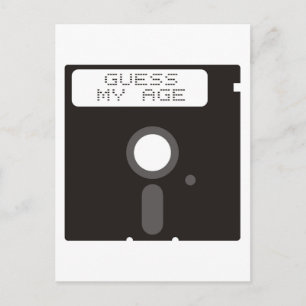 Guess my age. Funny old computer floppy disc Postcard