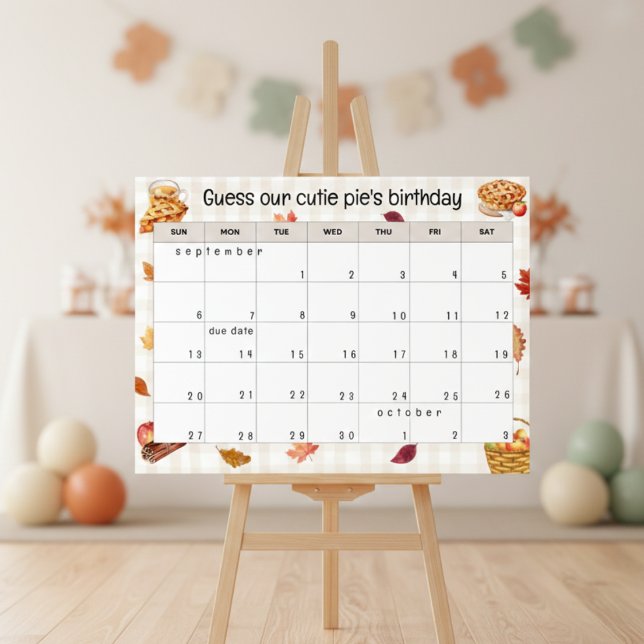 "guess our cutie pie's birthday" baby shower game poster (Creator Uploaded)