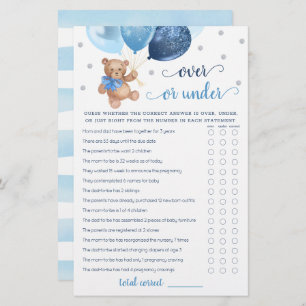 Guess Over or Under Game Baby Shower Teddy Bear 