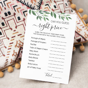 Guess right price game Baby Shower party Card