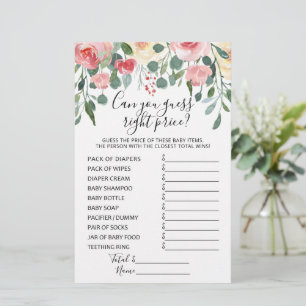 Guess right price Game Baby Shower Party game